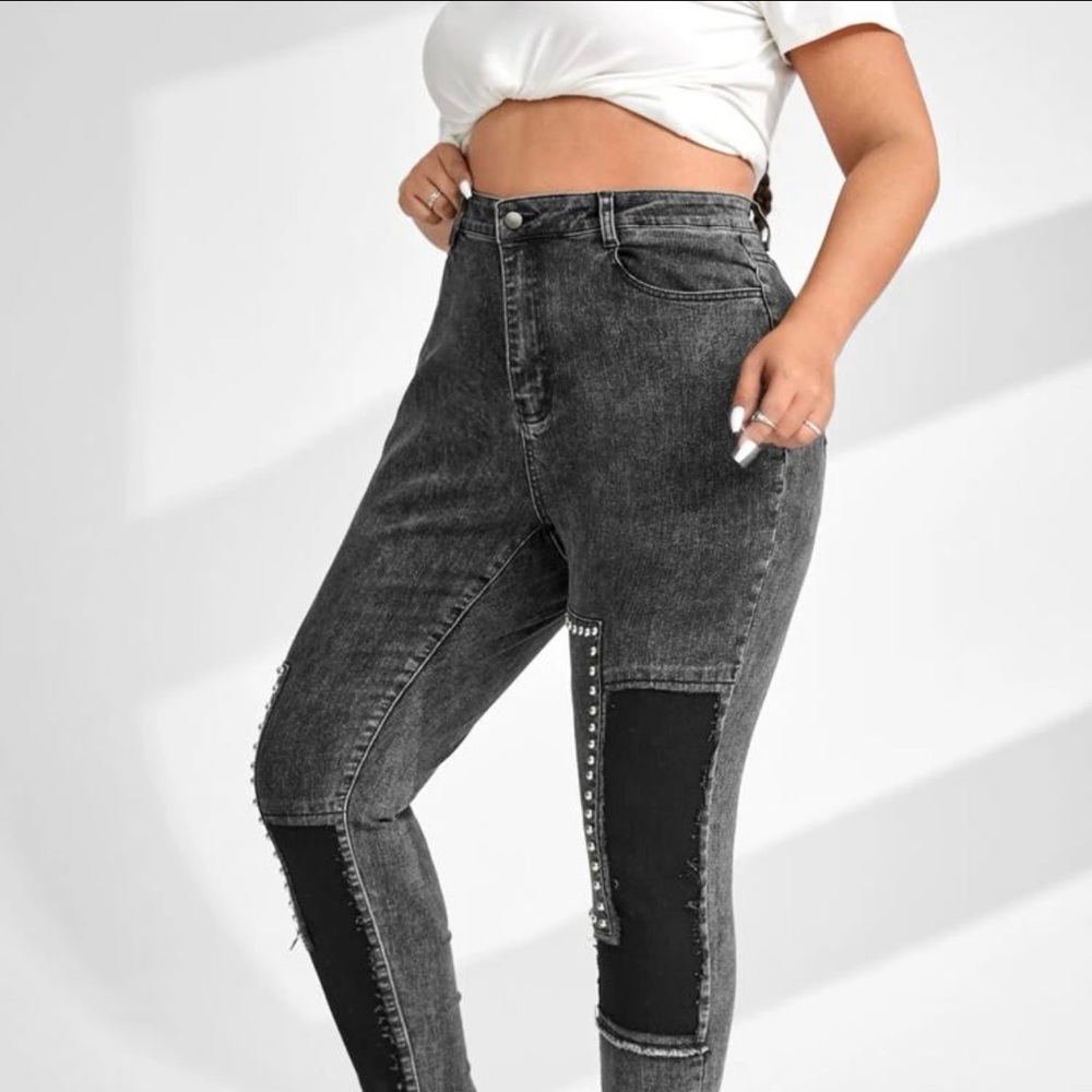 New Shein Studded denim - size 16 (runs big) selling because they are too large